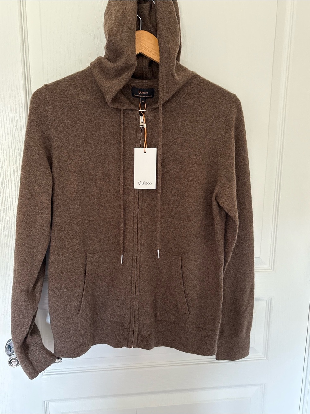Quince Woman’s Brown Zip-Up 💯 % Mongolian Cashmere Hoodie - Picture 2 of 5